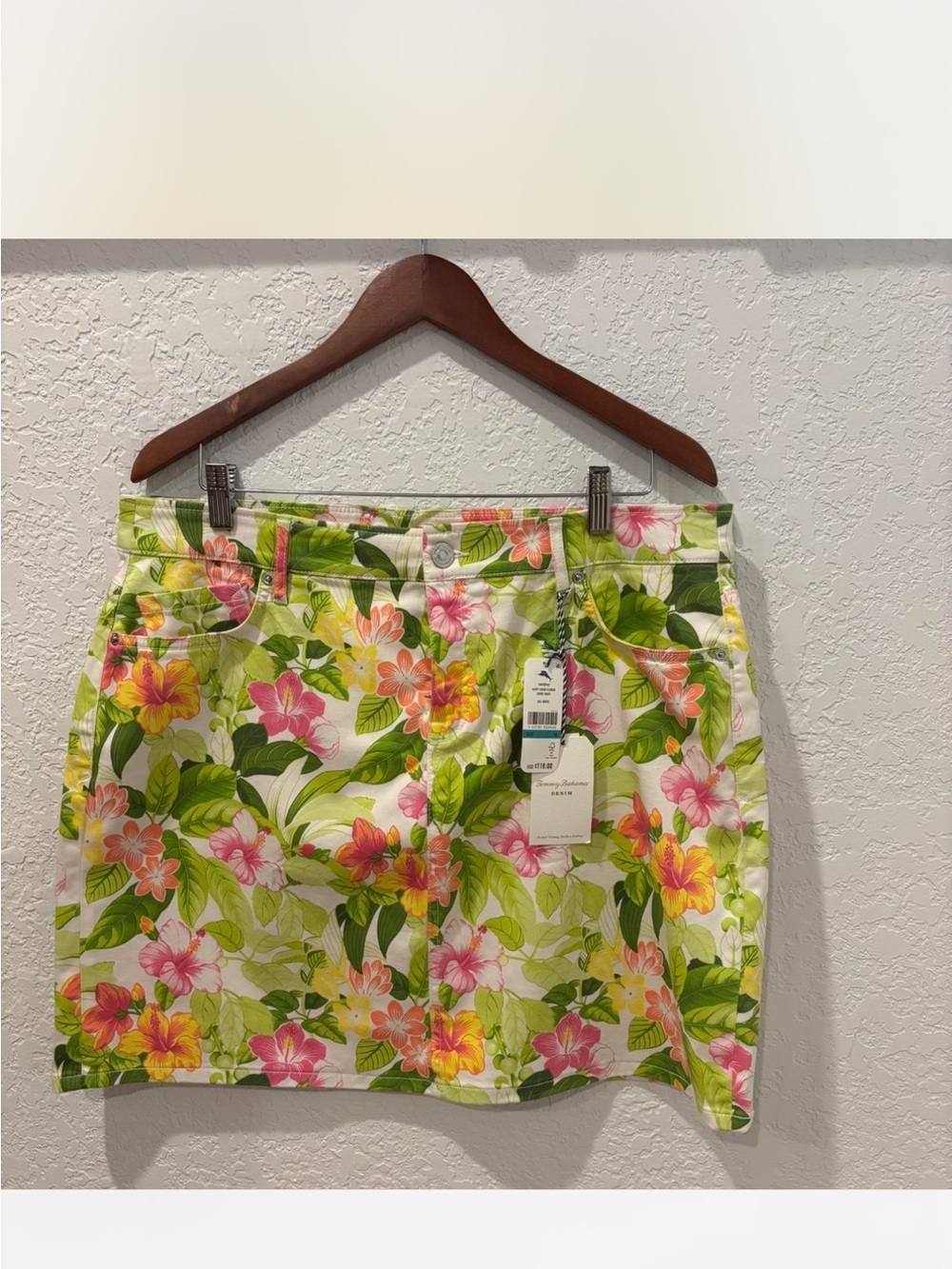 Tommy Bahama Tropical Floral Mini Skirt - Green, Pink & Yellow